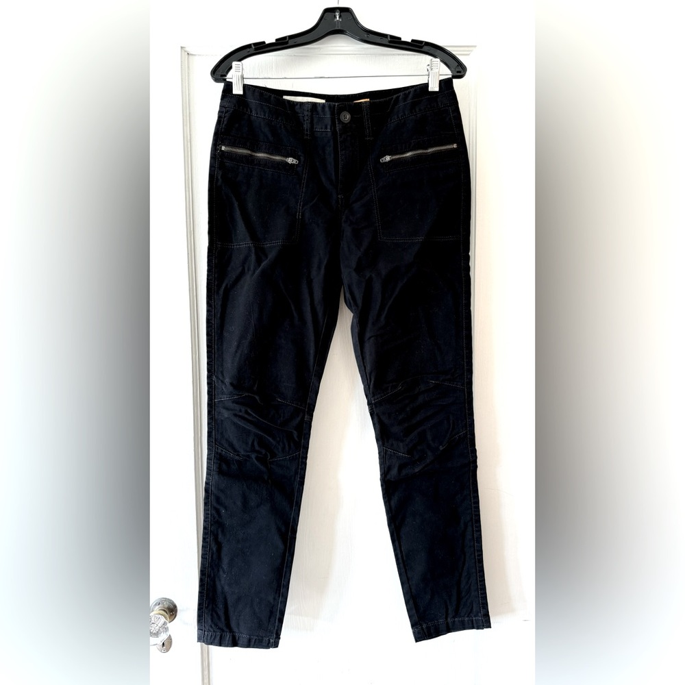 Anthropologie | Pilcro Black Twill Moto Zip Skinny Pants 6